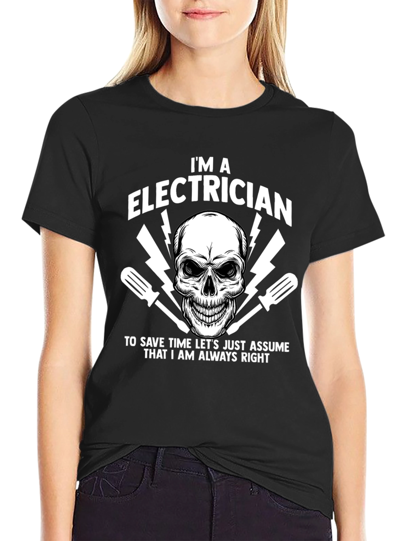Electrician Skull Graphic T-Shirt