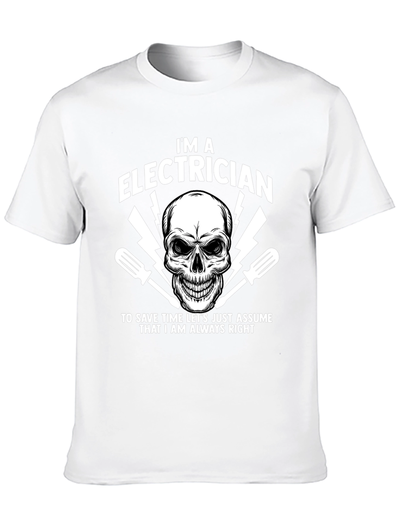 Electrician Skull Graphic T-Shirt
