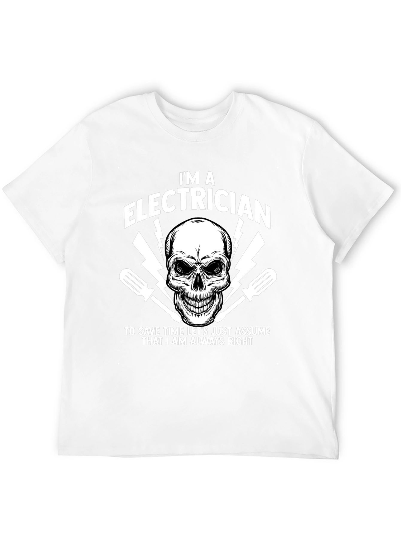 Electrician Skull Graphic T-Shirt