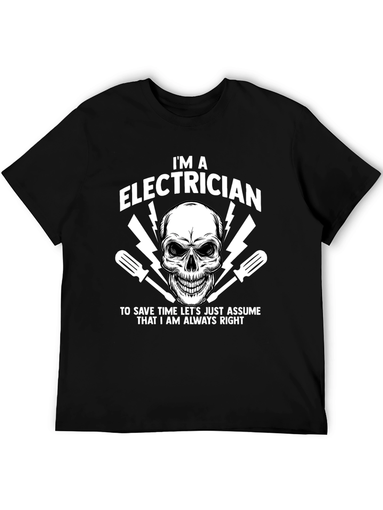Electrician Skull Graphic T-Shirt
