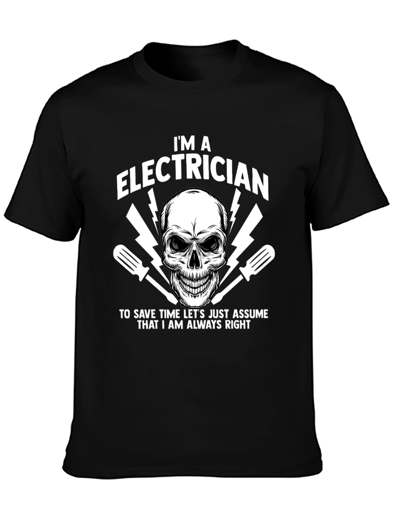 Electrician Skull Graphic T-Shirt