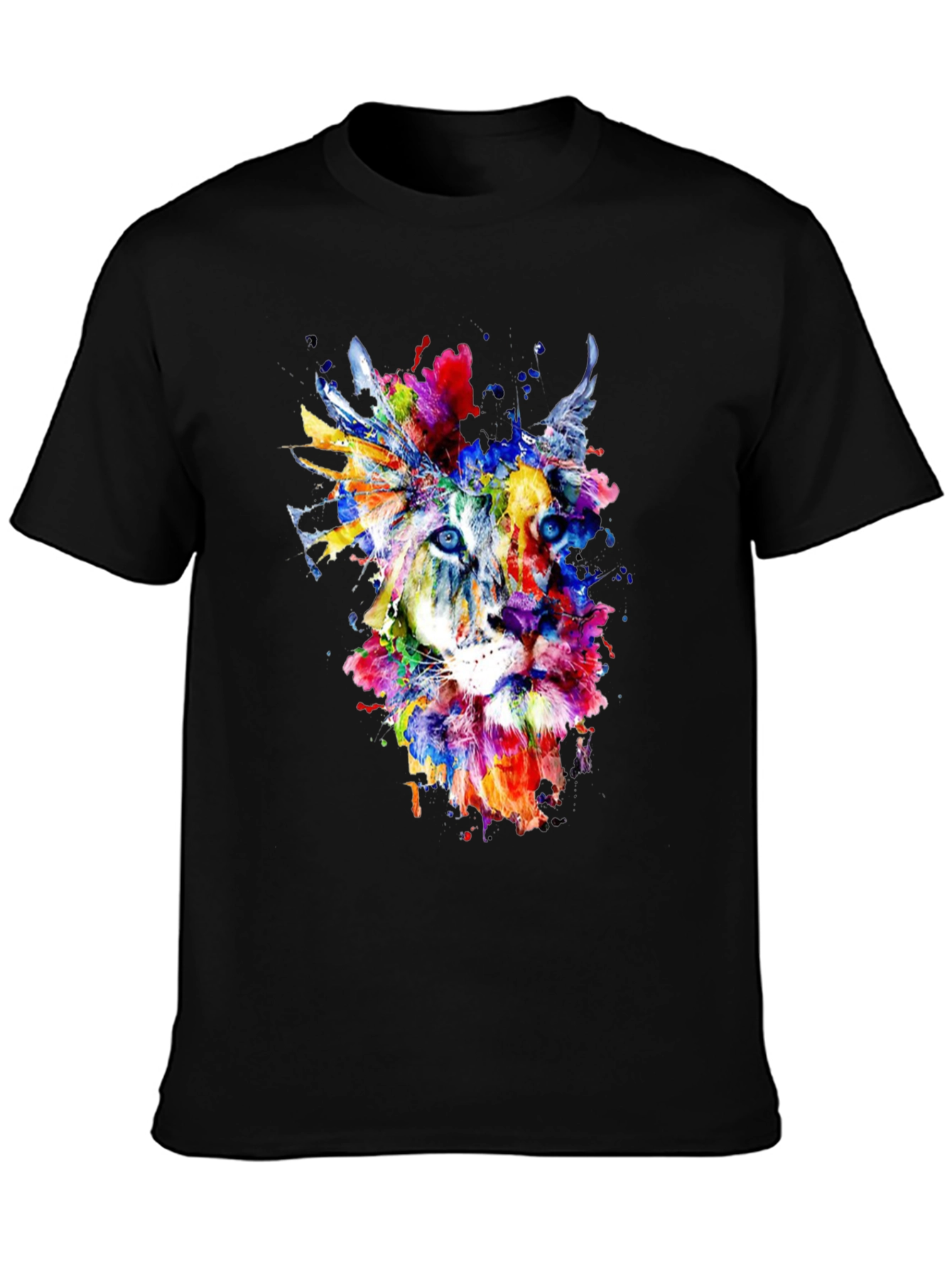 Abstract Lion Graphic Tee - Mens Black T-Shirt