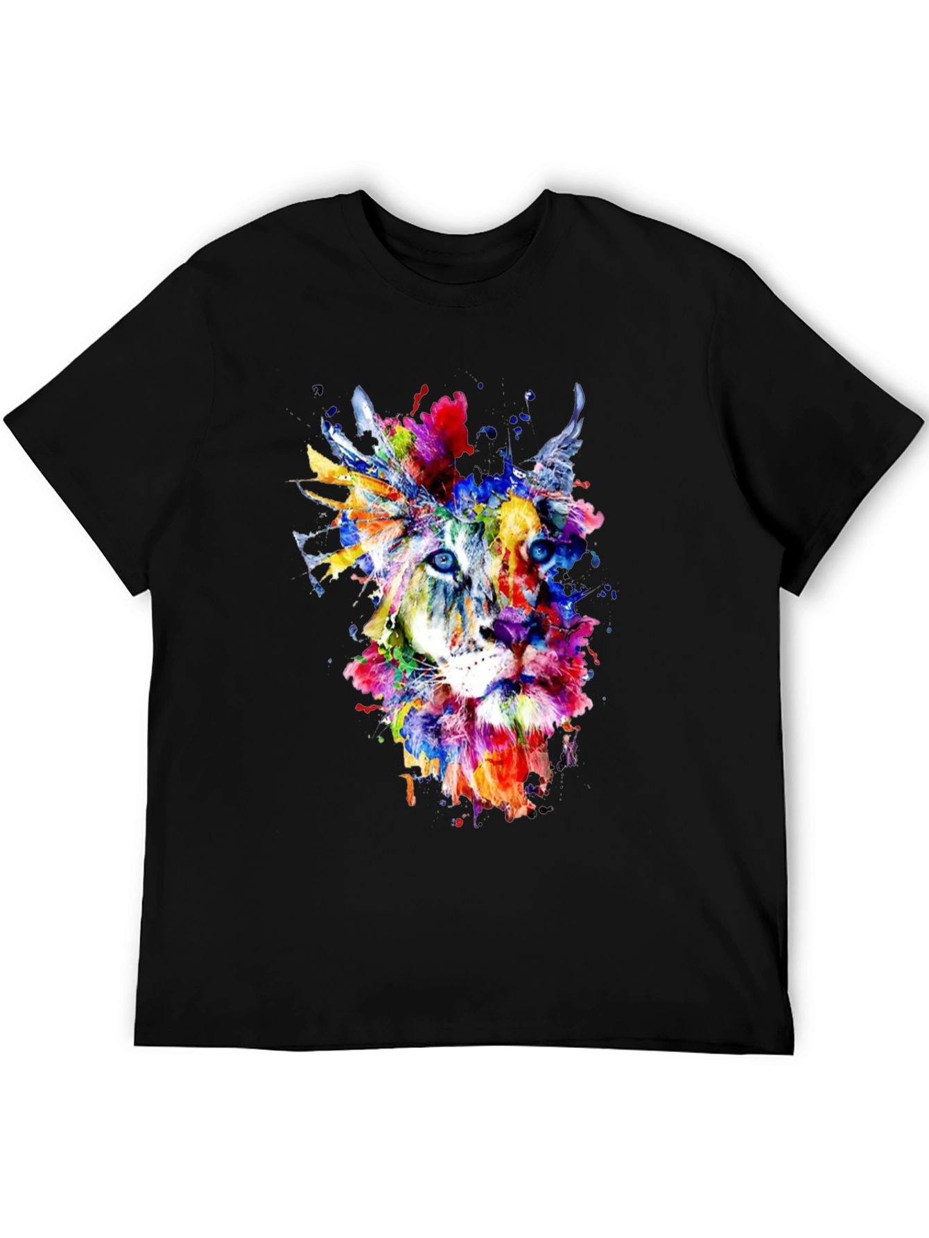 Abstract Lion Graphic Tee - Mens Black T-Shirt