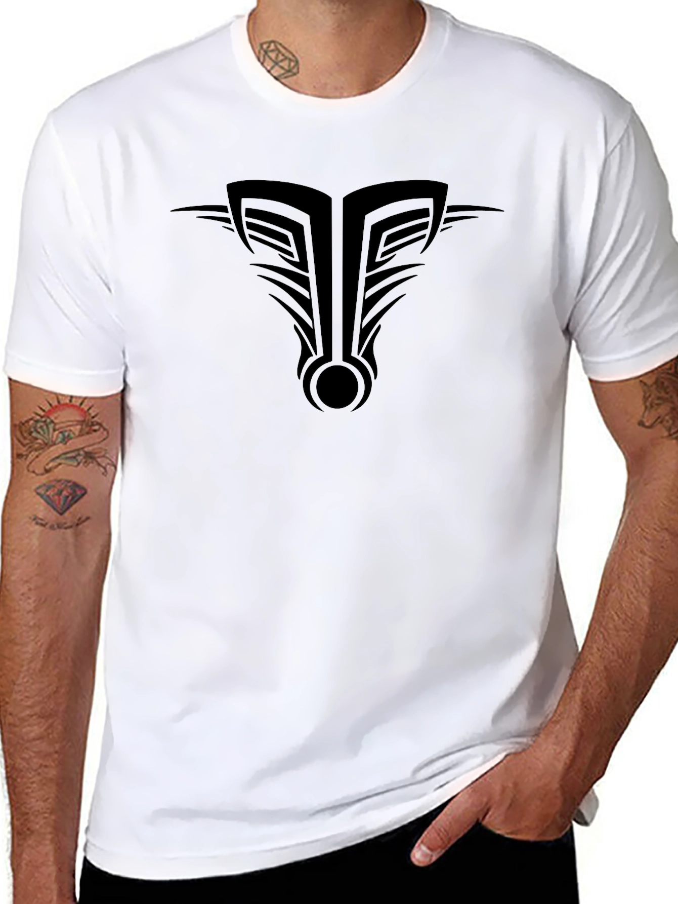 Tribal Graphic Print Mens Black T-Shirt