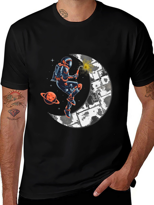Astronaut Welding Moon T-Shirt - Space Graphic Tee