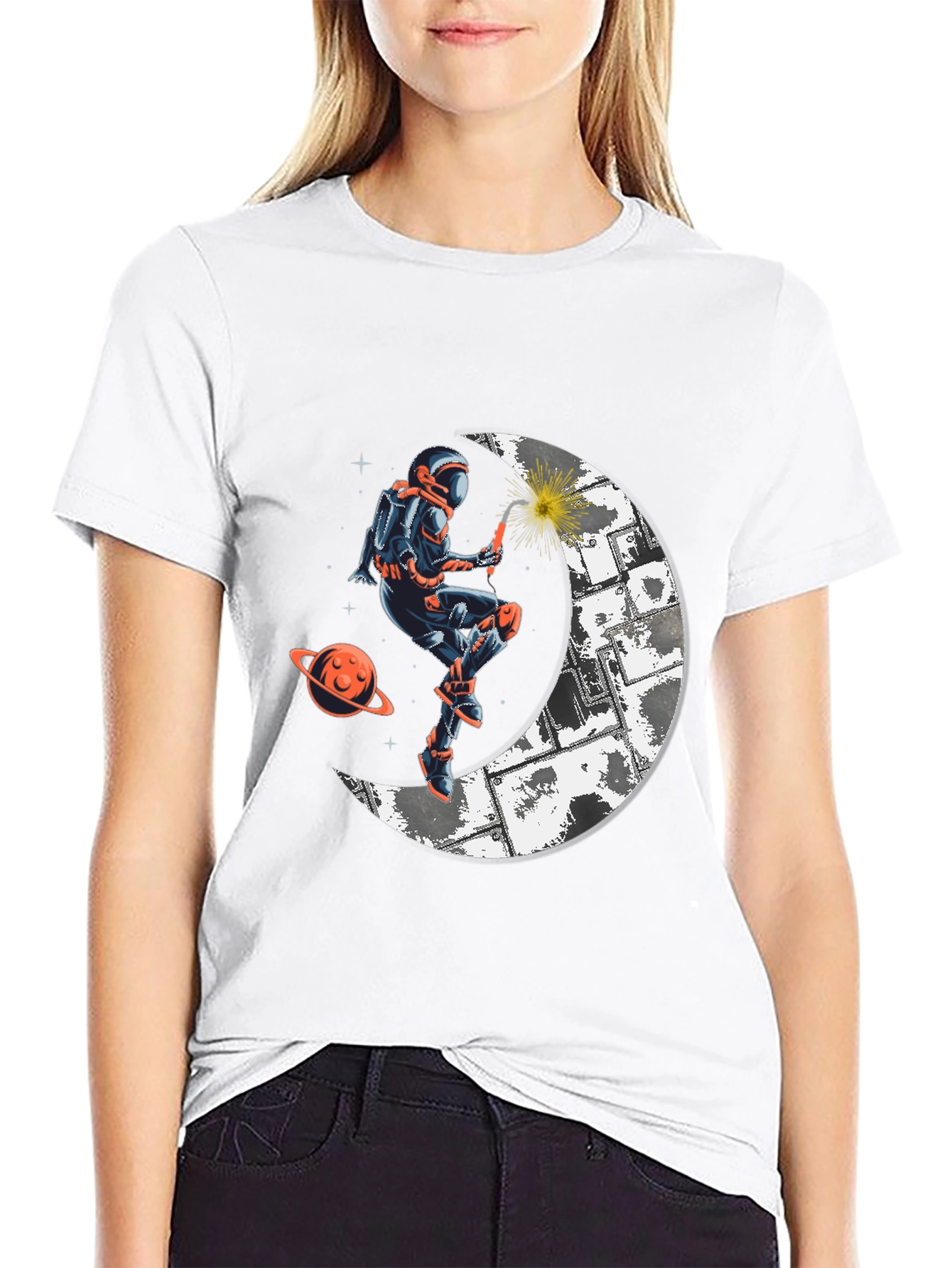 Astronaut Welding Moon T-Shirt - Space Graphic Tee