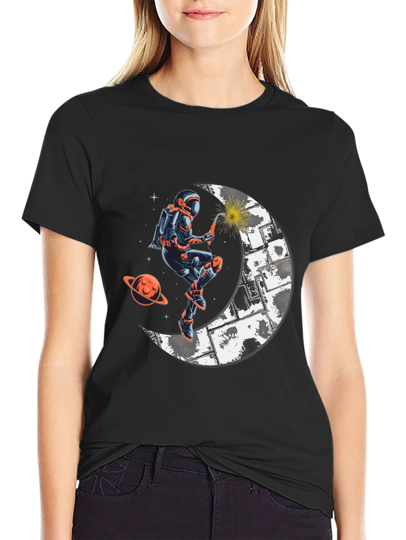 Astronaut Welding Moon T-Shirt - Space Graphic Tee