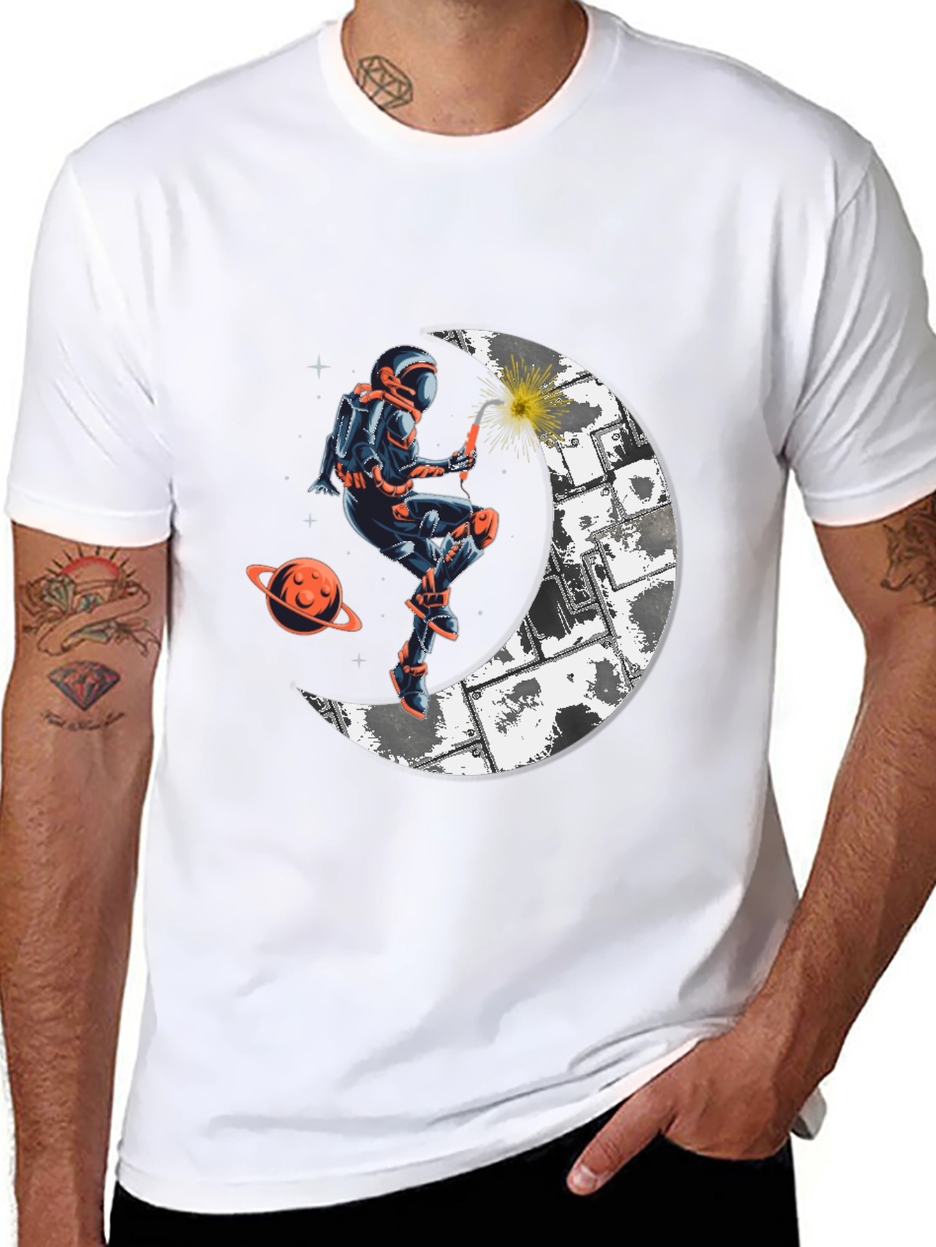 Astronaut Welding Moon T-Shirt - Space Graphic Tee