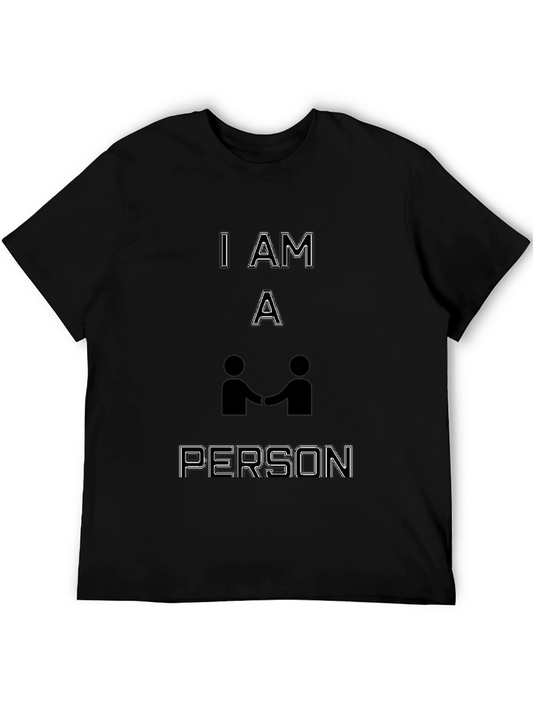 I AM A Person Graphic Tee - Black Cotton Blend