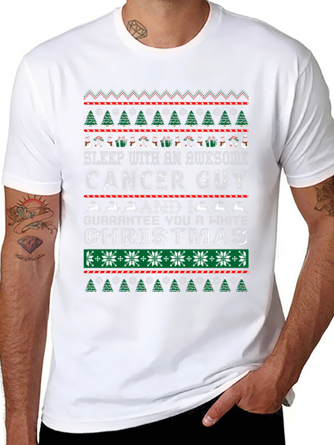 Cancer Guy Ugly Christmas Sweater Style T-Shirt