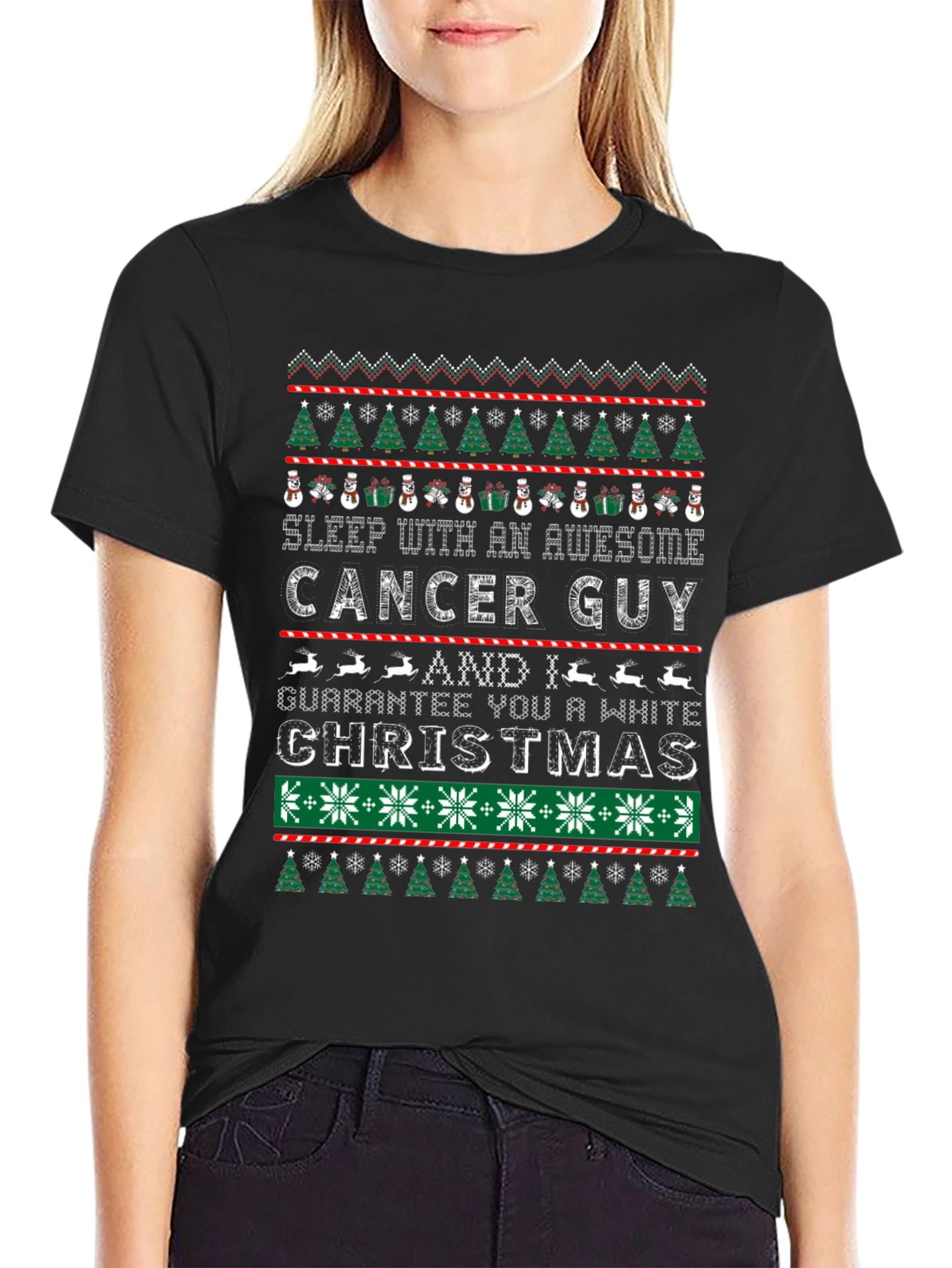 Cancer Guy Ugly Christmas Sweater Style T-Shirt