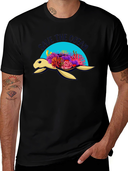 Save the Ocean Turtle Graphic Tee - Black