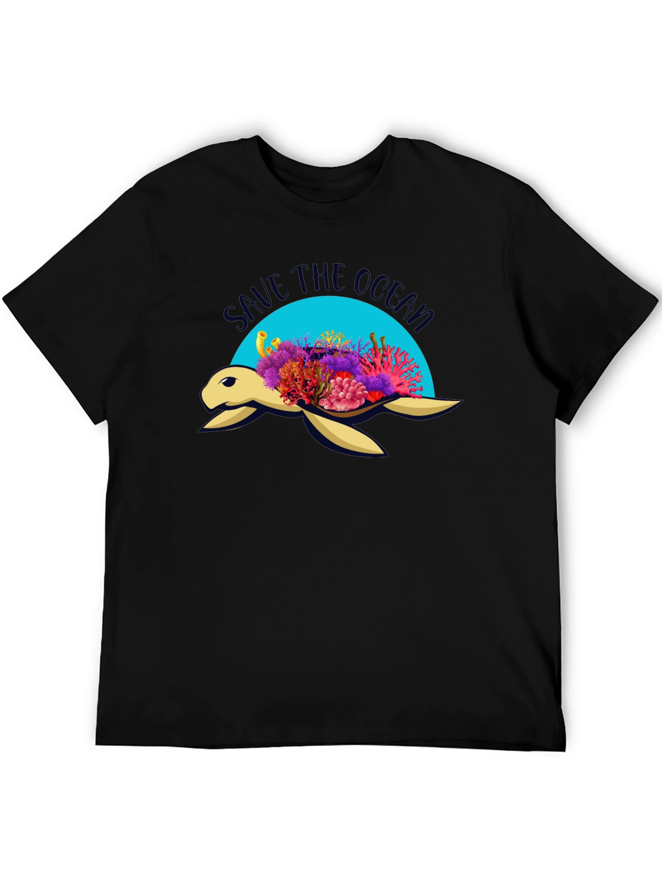 Save the Ocean Turtle Graphic Tee - Black