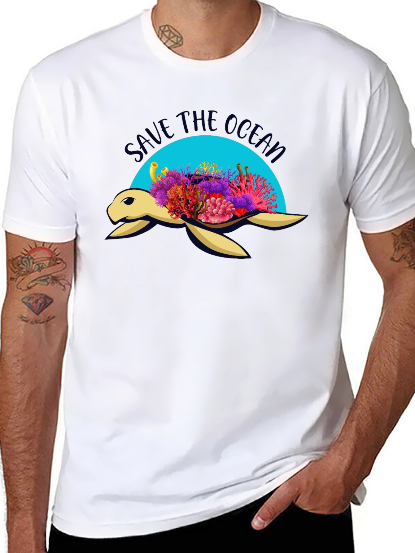 Save the Ocean Turtle Graphic Tee - Black