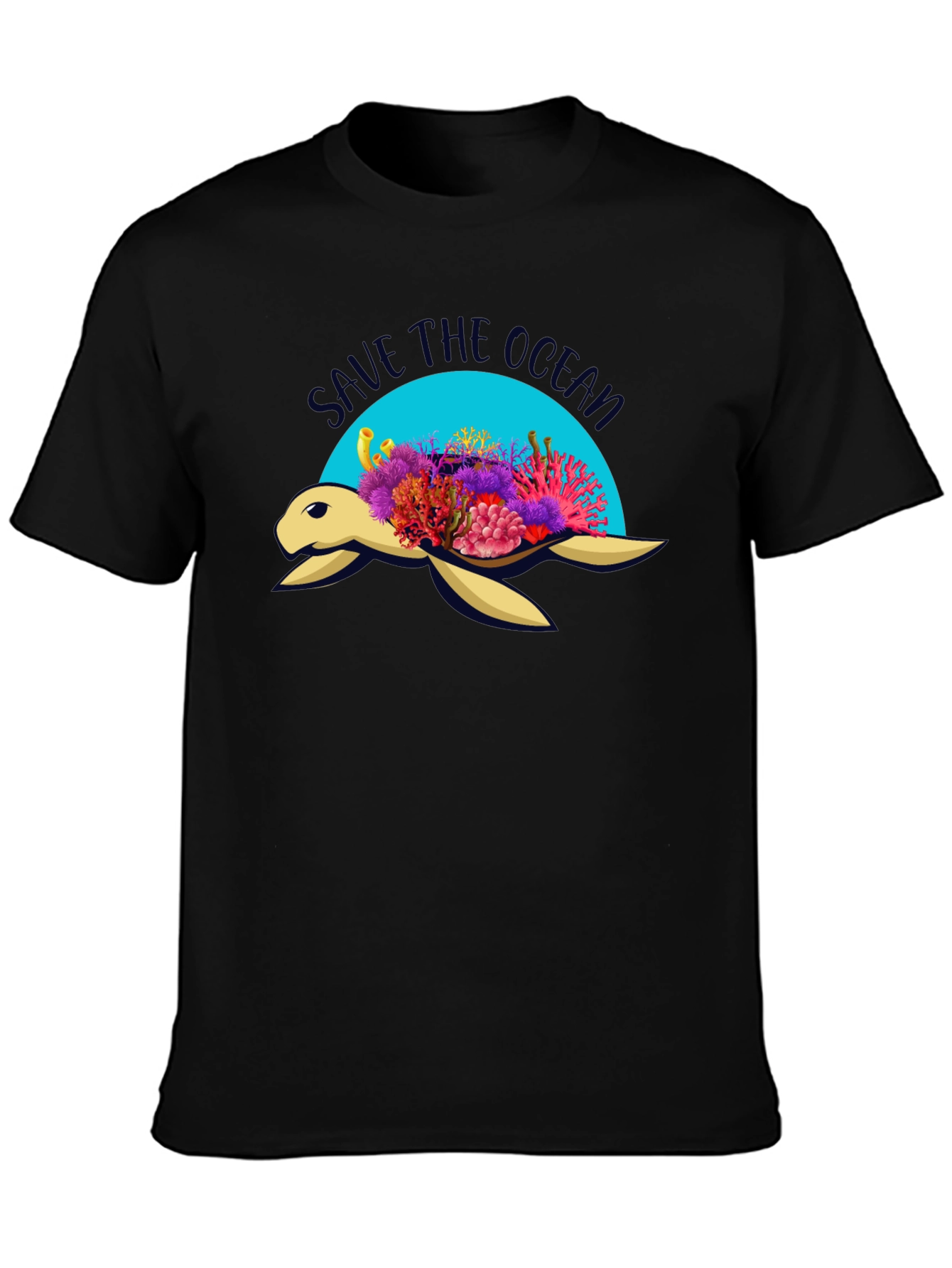 Save the Ocean Turtle Graphic Tee - Black