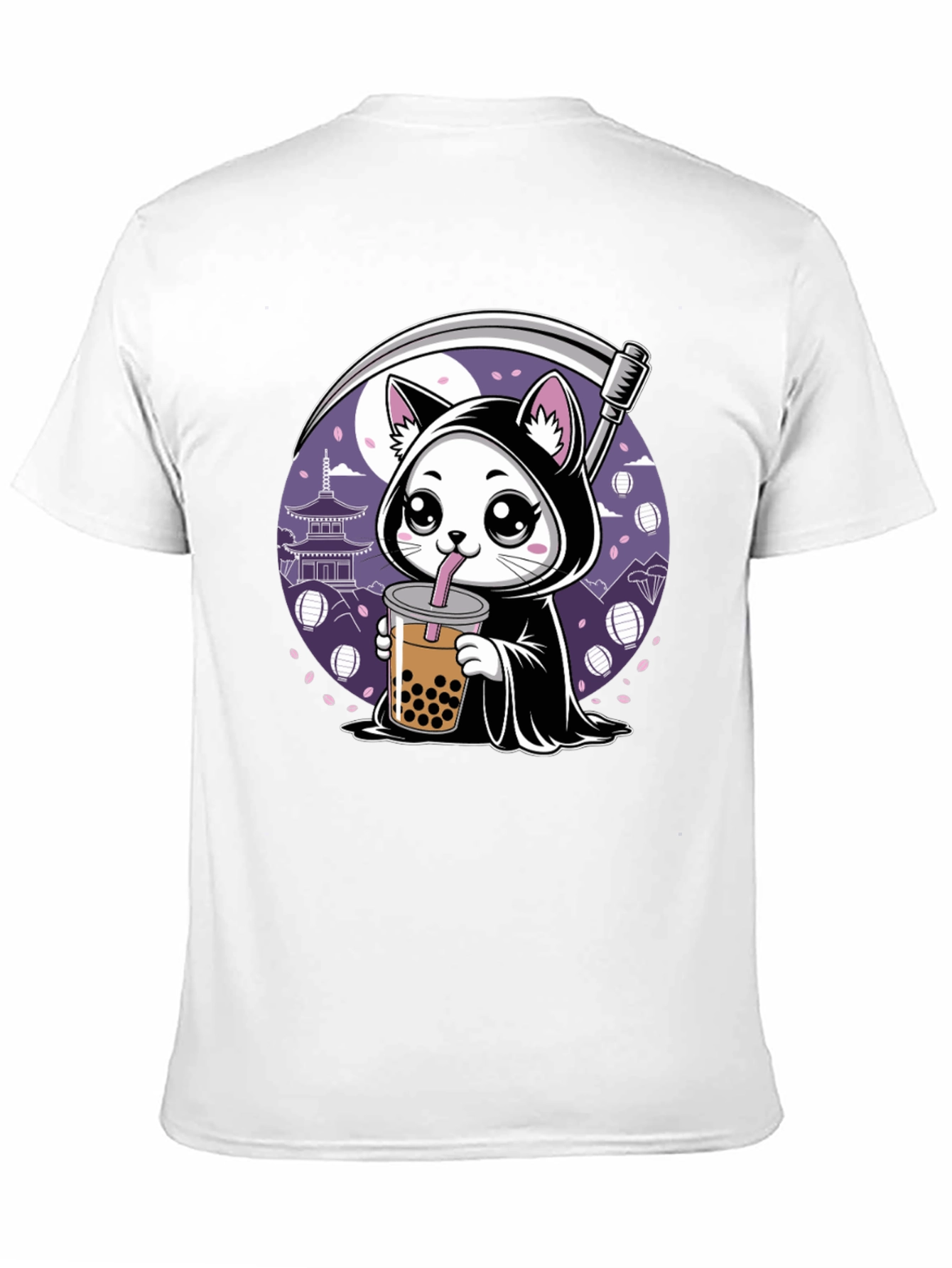 Grim Reaper Cat Bubble Tea Graphic Tee
