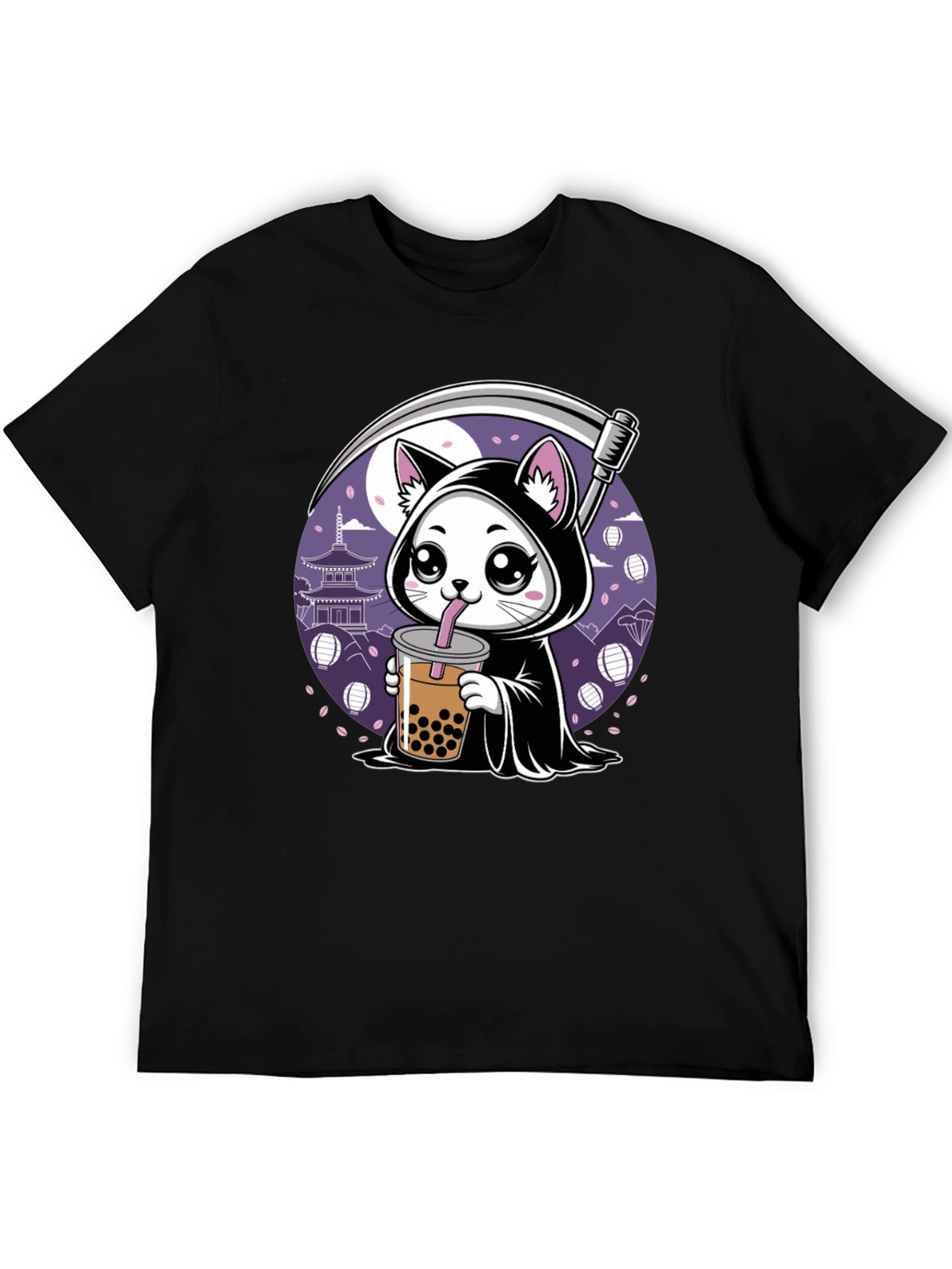 Grim Reaper Cat Bubble Tea Graphic Tee