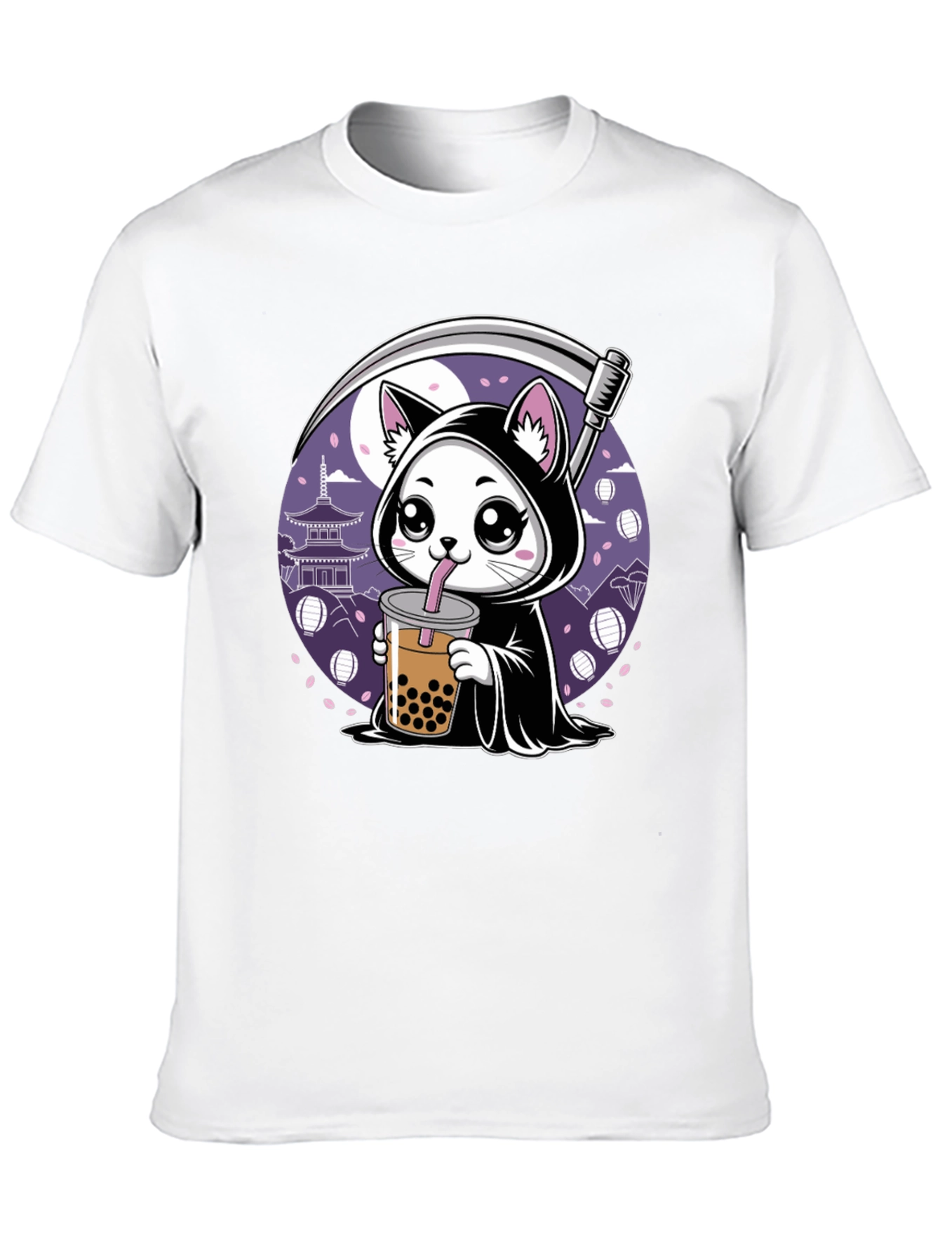 Grim Reaper Cat Bubble Tea Graphic Tee