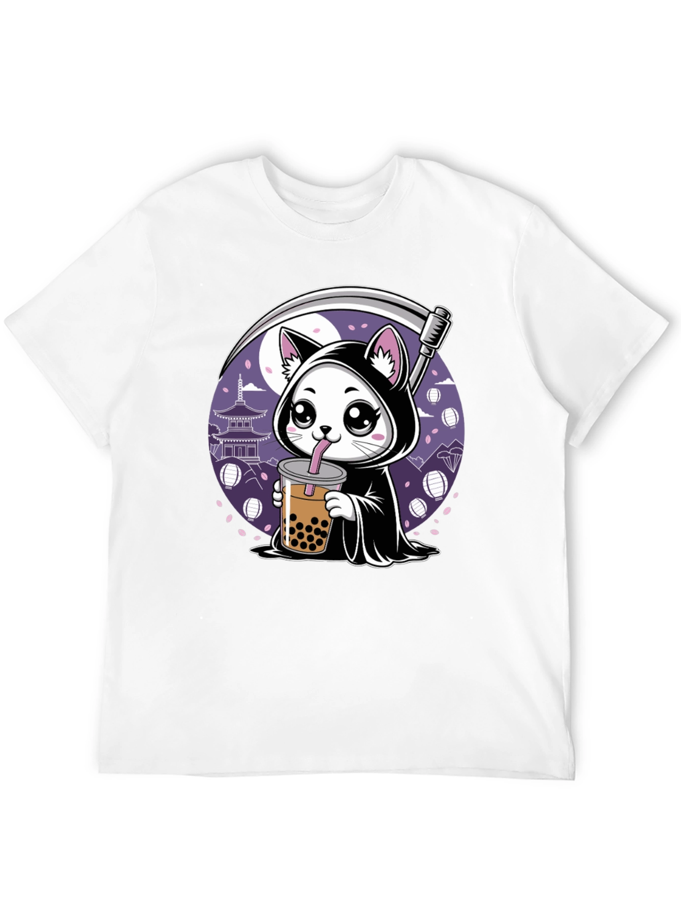 Grim Reaper Cat Bubble Tea Graphic Tee