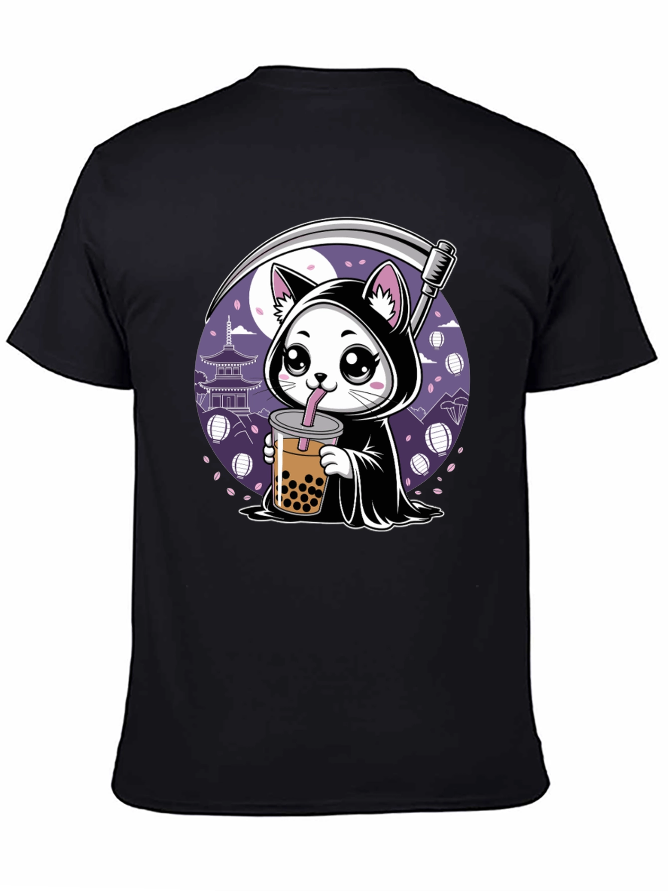 Grim Reaper Cat Bubble Tea Graphic Tee