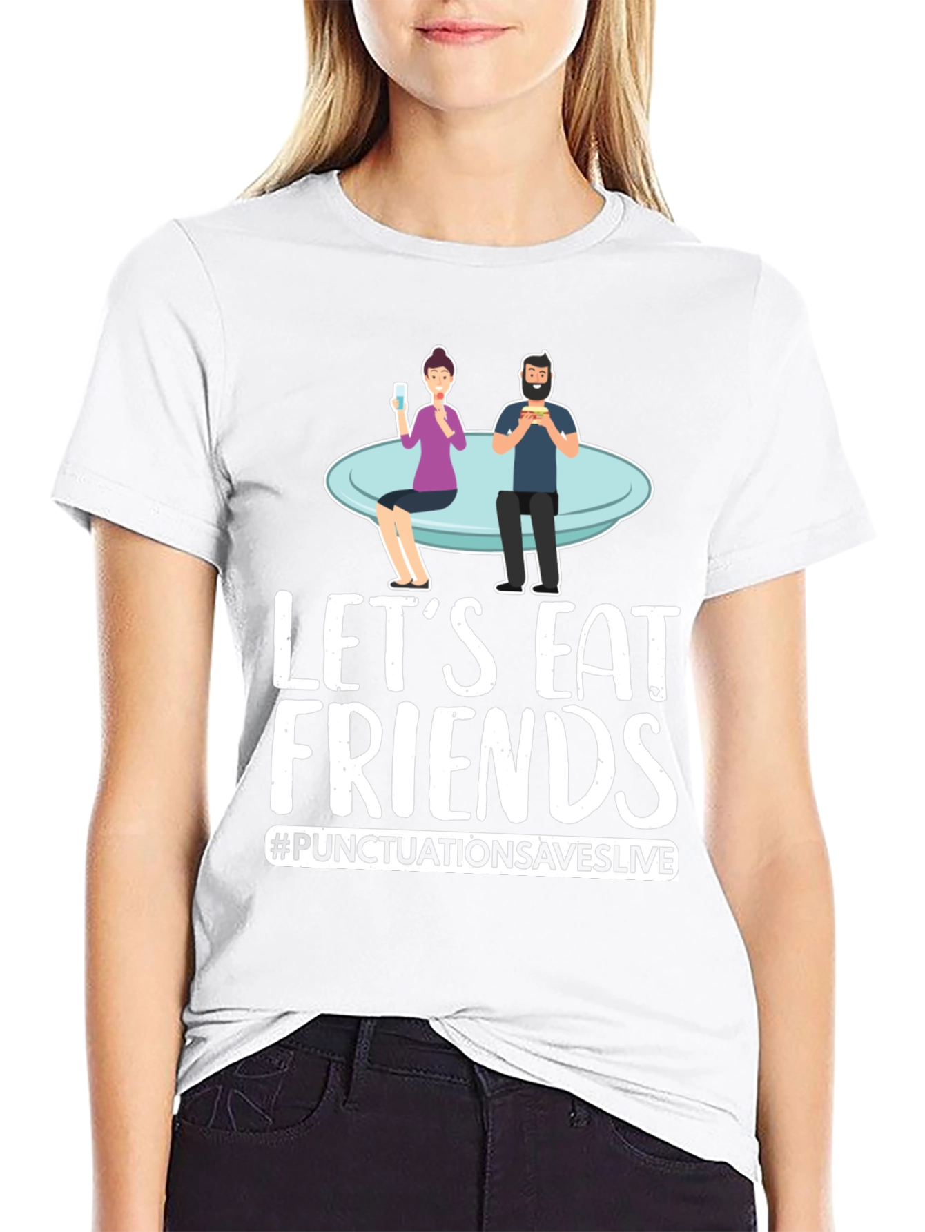 Lets Eat Friends T-Shirt Punctuation Saves Lives