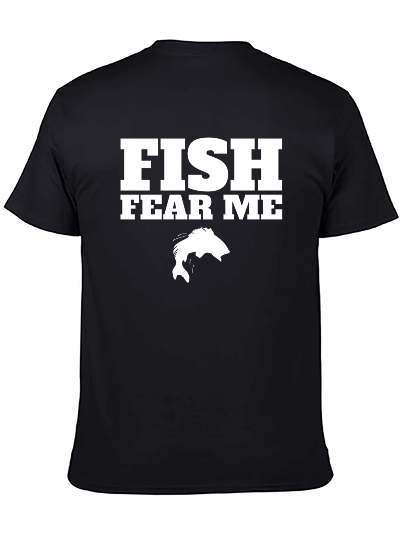 Fish Fear Me Graphic Print Black Cotton T-Shirt