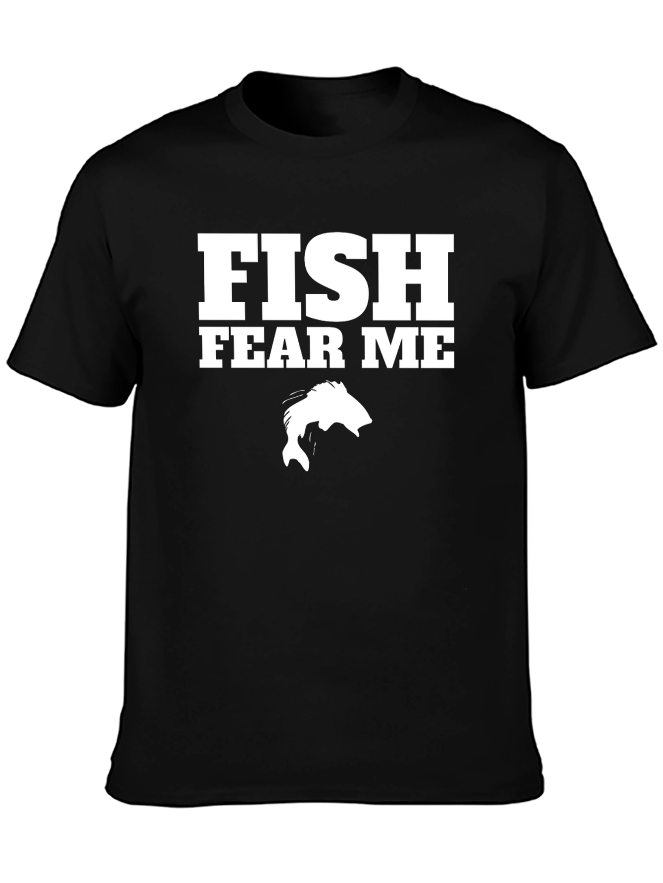Fish Fear Me Graphic Print Black Cotton T-Shirt