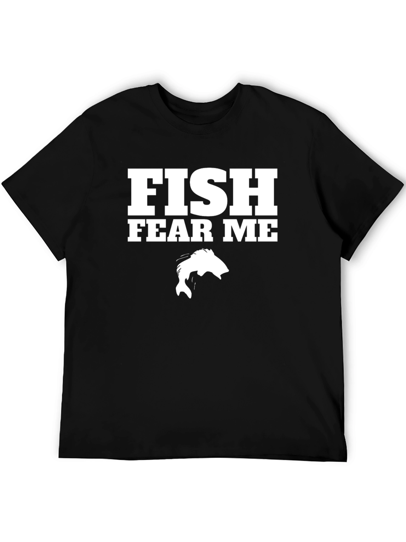 Fish Fear Me Graphic Print Black Cotton T-Shirt