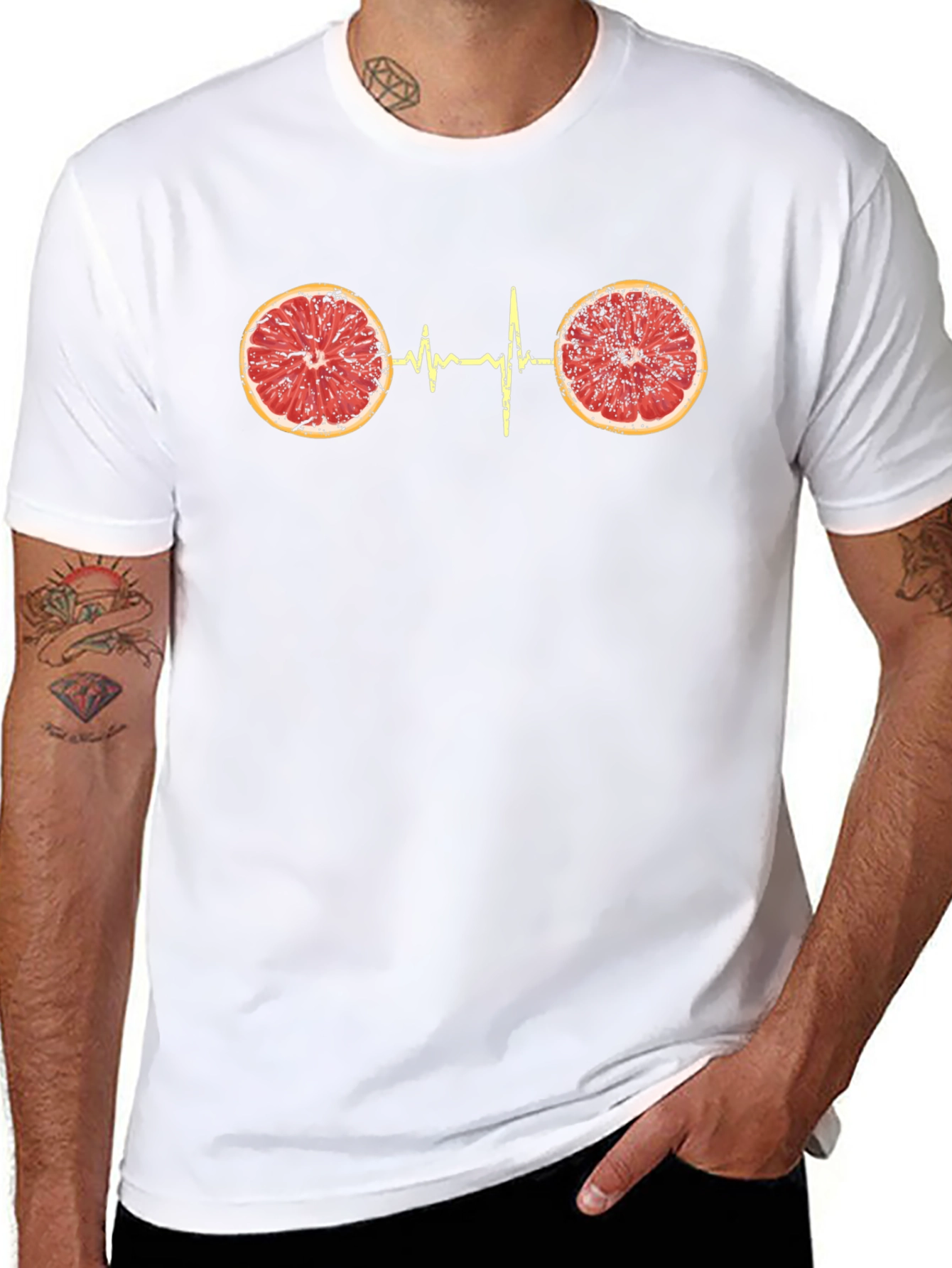 Citrus Heartbeat Graphic Tee - Unique Novelty T-Shirt