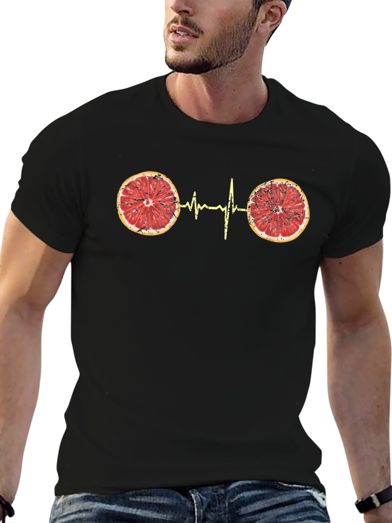 Citrus Heartbeat Graphic Tee - Unique Novelty T-Shirt