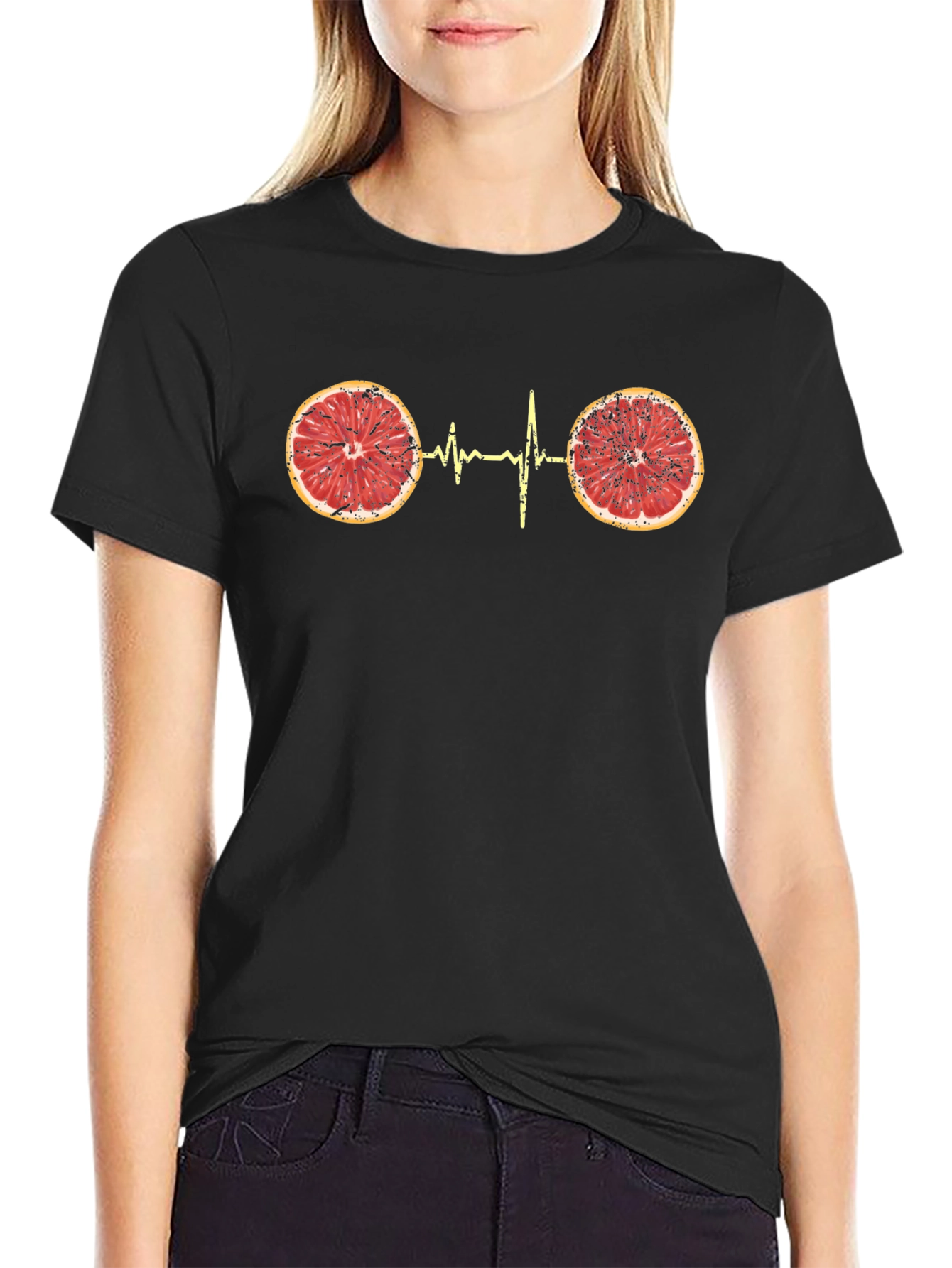 Citrus Heartbeat Graphic Tee - Unique Novelty T-Shirt
