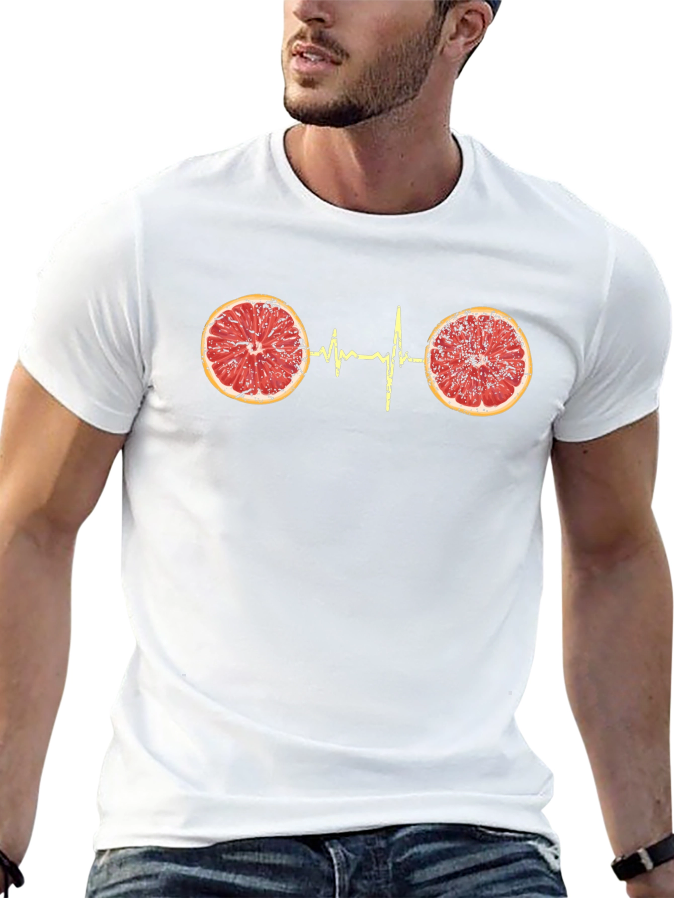 Citrus Heartbeat Graphic Tee - Unique Novelty T-Shirt