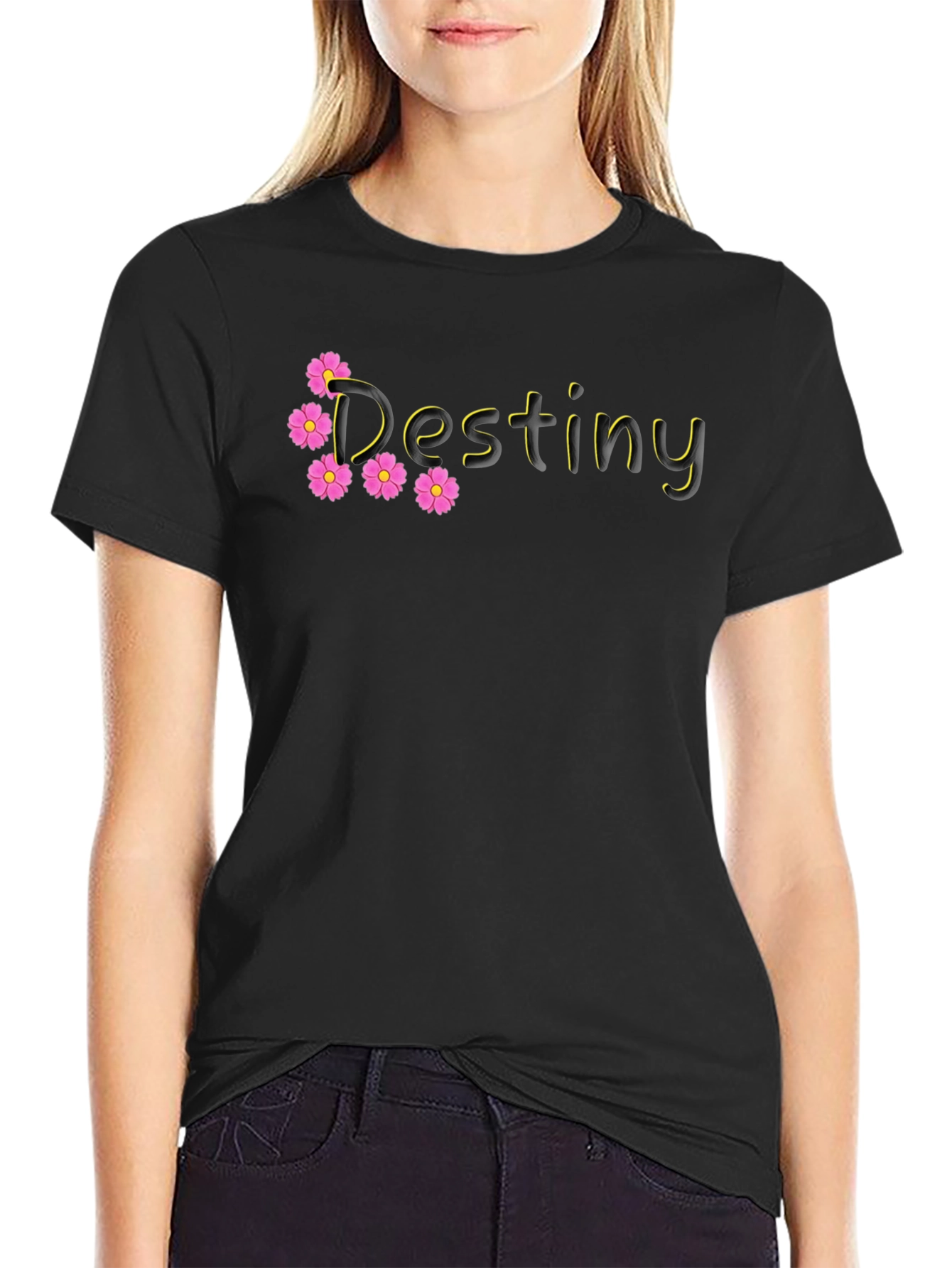 Destiny Floral Graphic Black T-Shirt