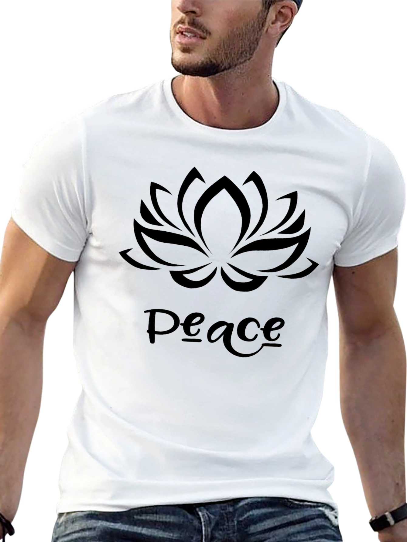 Peace Lotus T-Shirt - Mens Black Tee