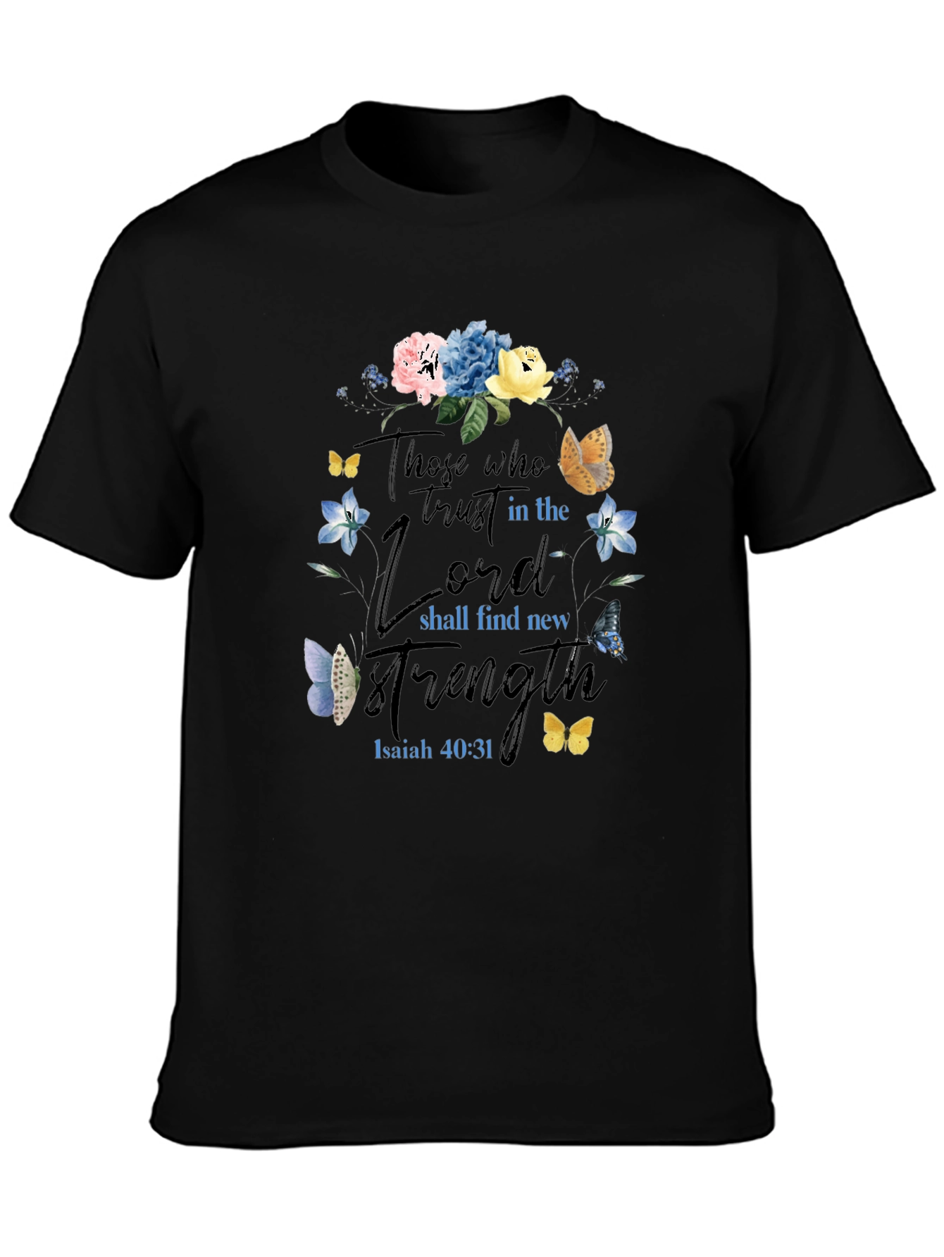 Faith-Based Floral T-Shirt - Isaiah 40:31