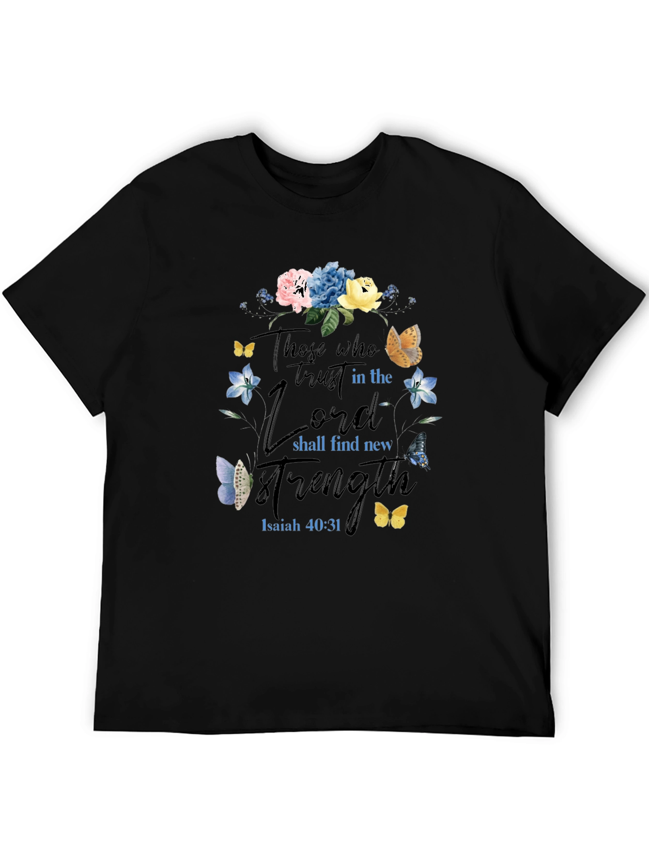 Faith-Based Floral T-Shirt - Isaiah 40:31