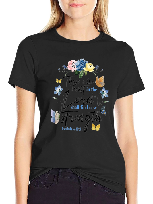Faith-Based Floral T-Shirt - Isaiah 40:31