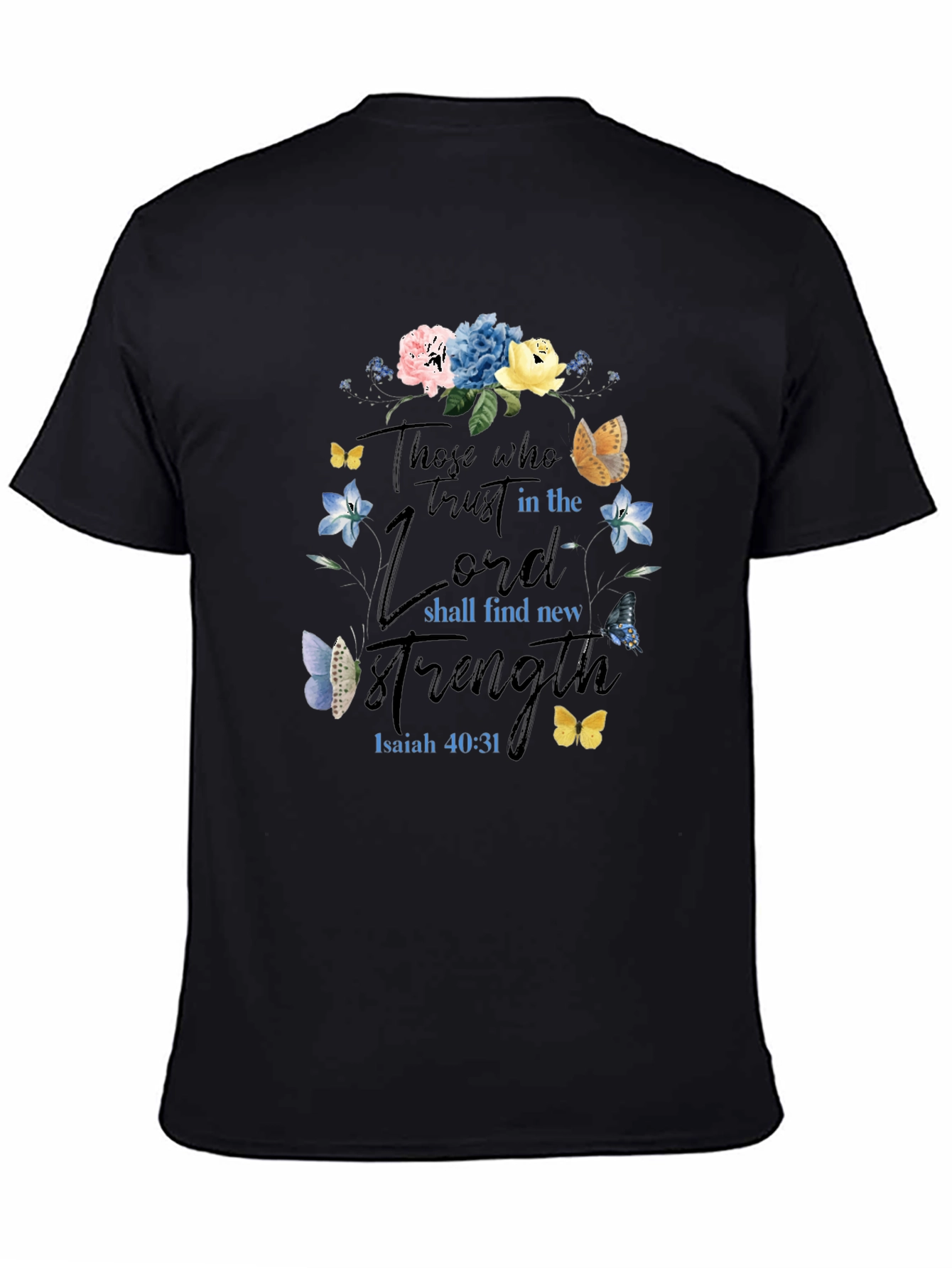 Faith-Based Floral T-Shirt - Isaiah 40:31