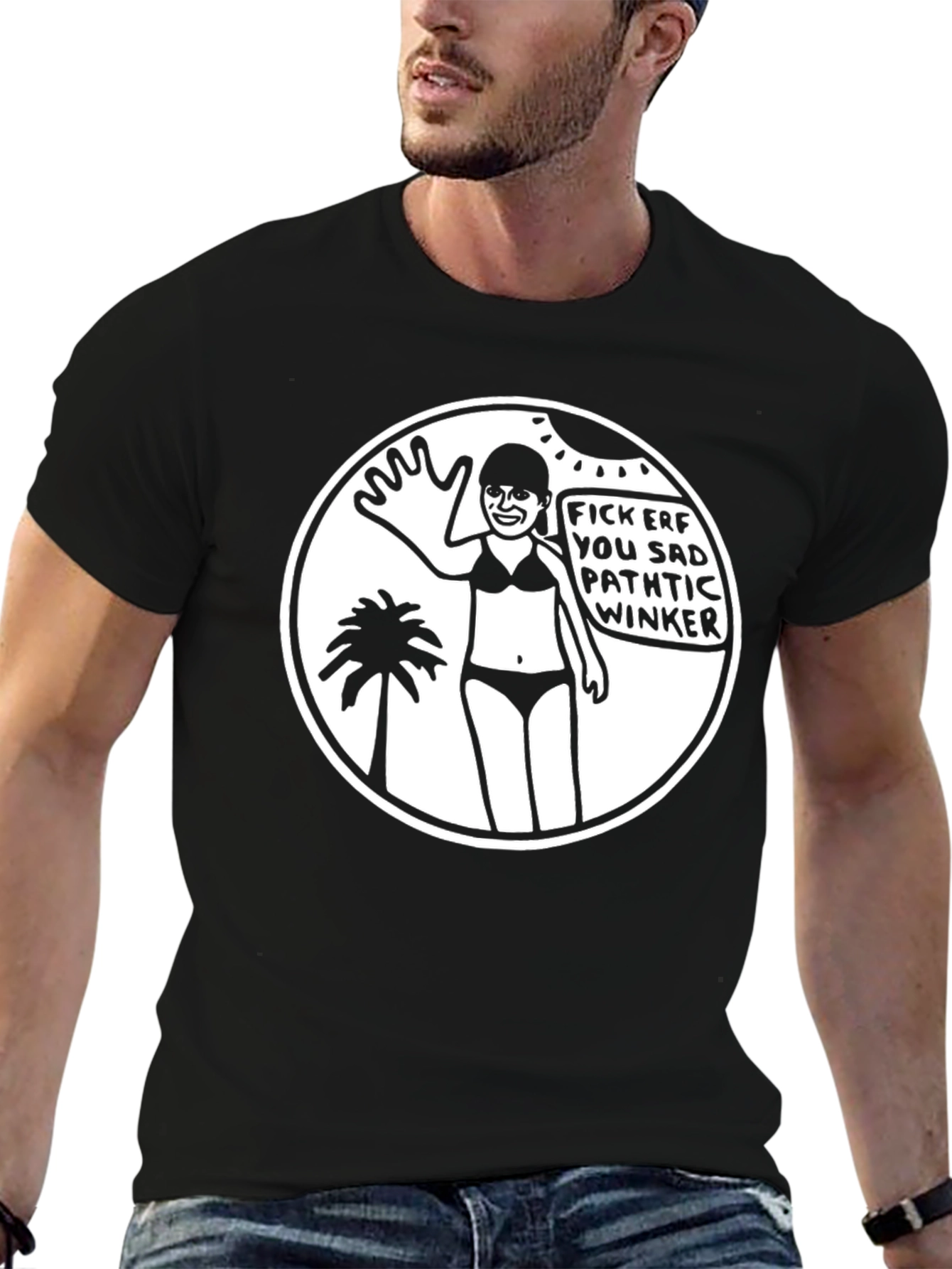Humorous Graphic Tee - Fick Erf Winker