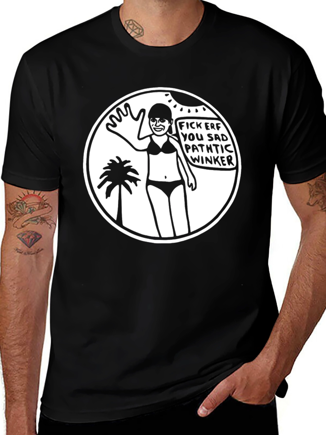 Humorous Graphic Tee - Fick Erf Winker