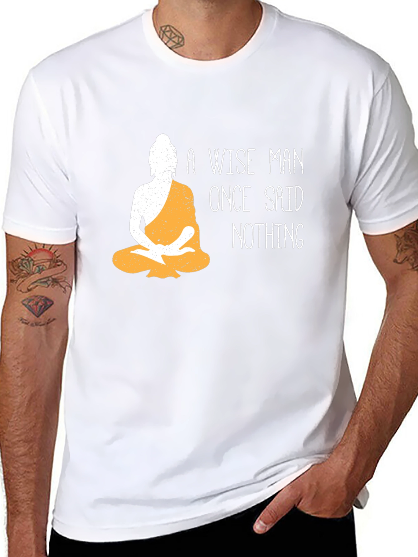 Wise Man Buddha Graphic T-Shirt - Black