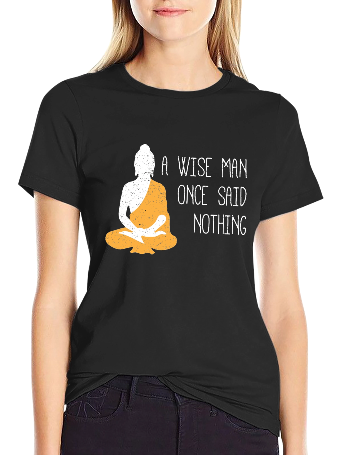 Wise Man Buddha Graphic T-Shirt - Black