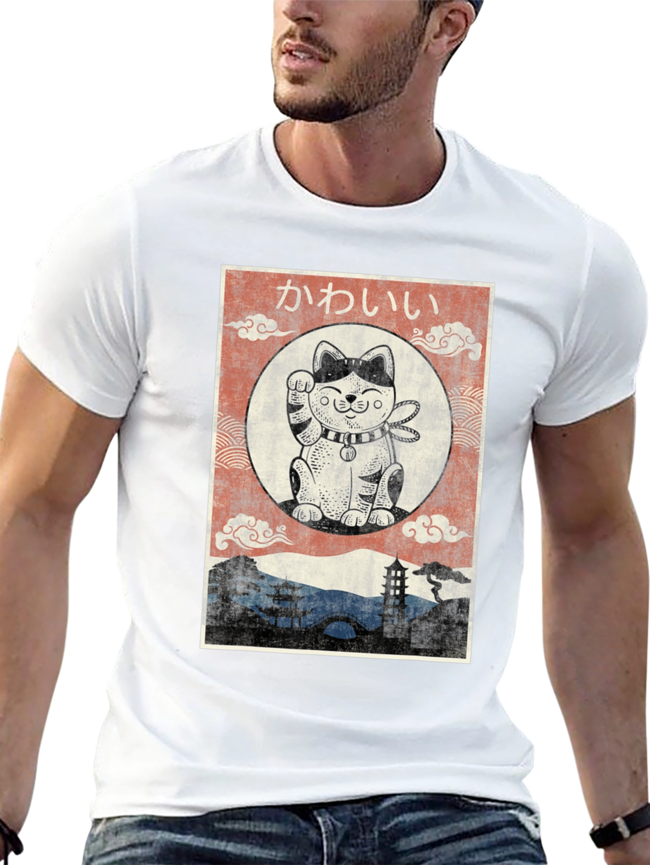 Lucky Cat Graphic Tee - Japanese Kawaii Style