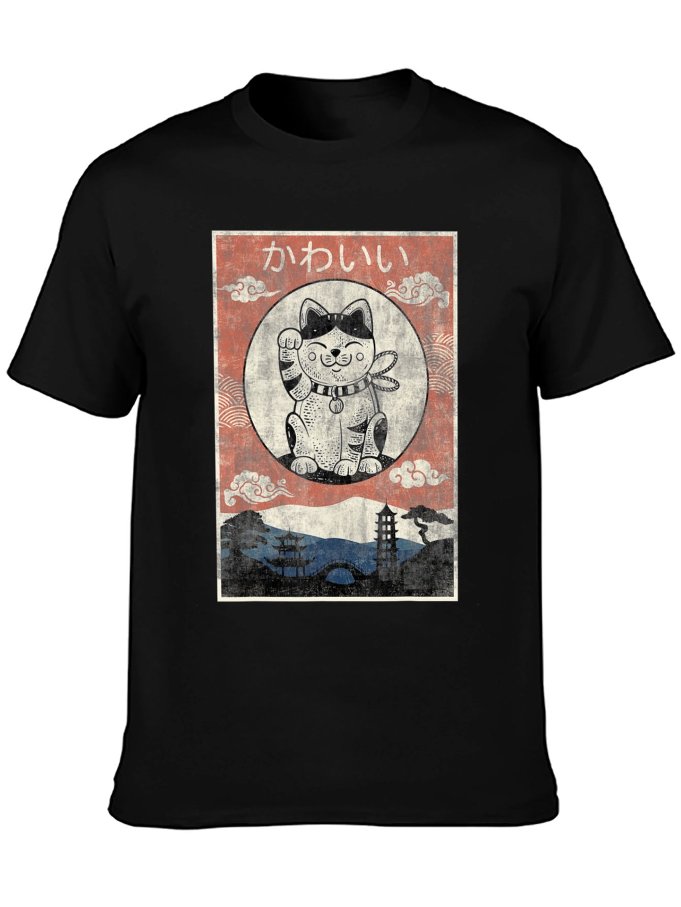 Lucky Cat Graphic Tee - Japanese Kawaii Style