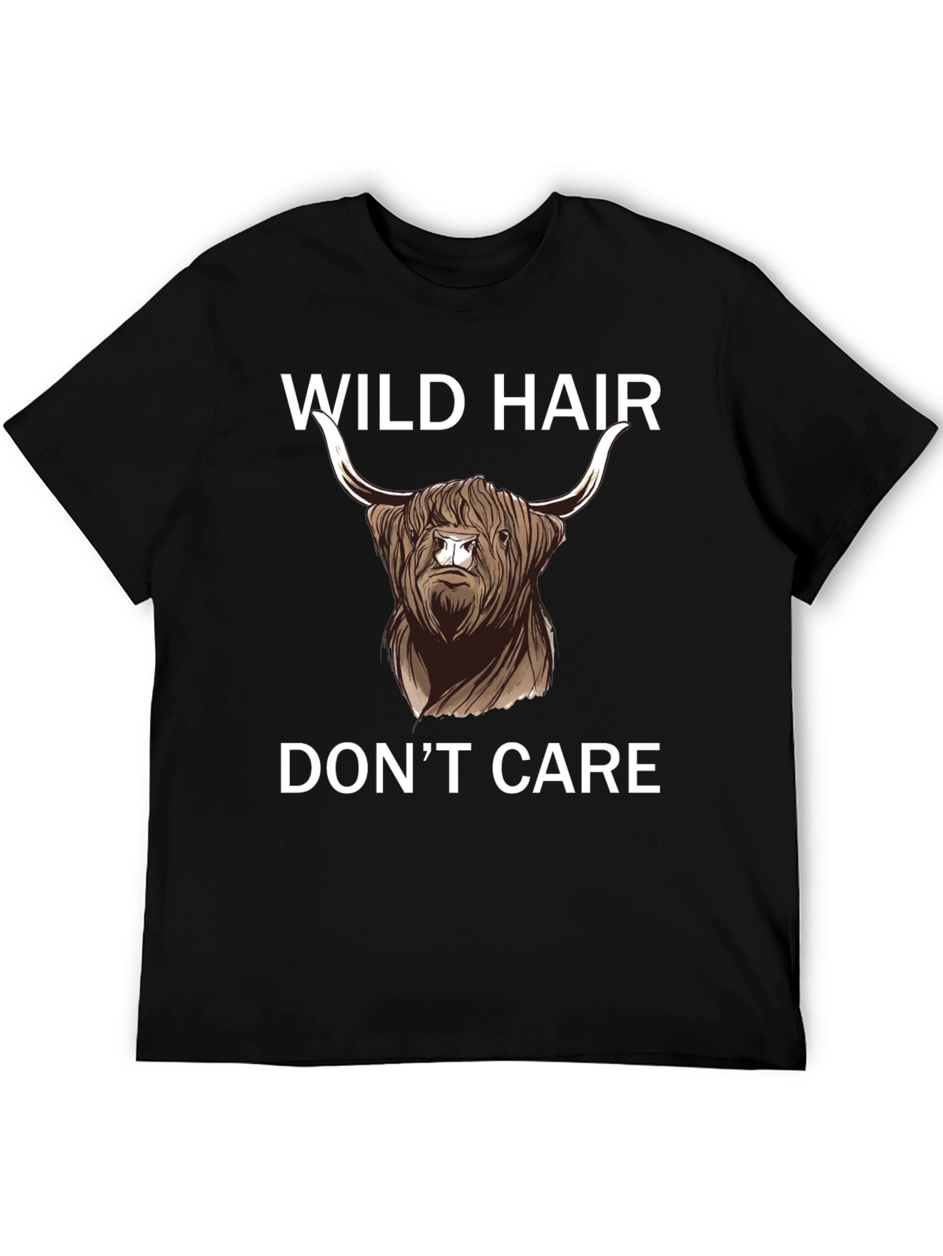 Wild Hair Dont Care Highland Cow T-Shirt