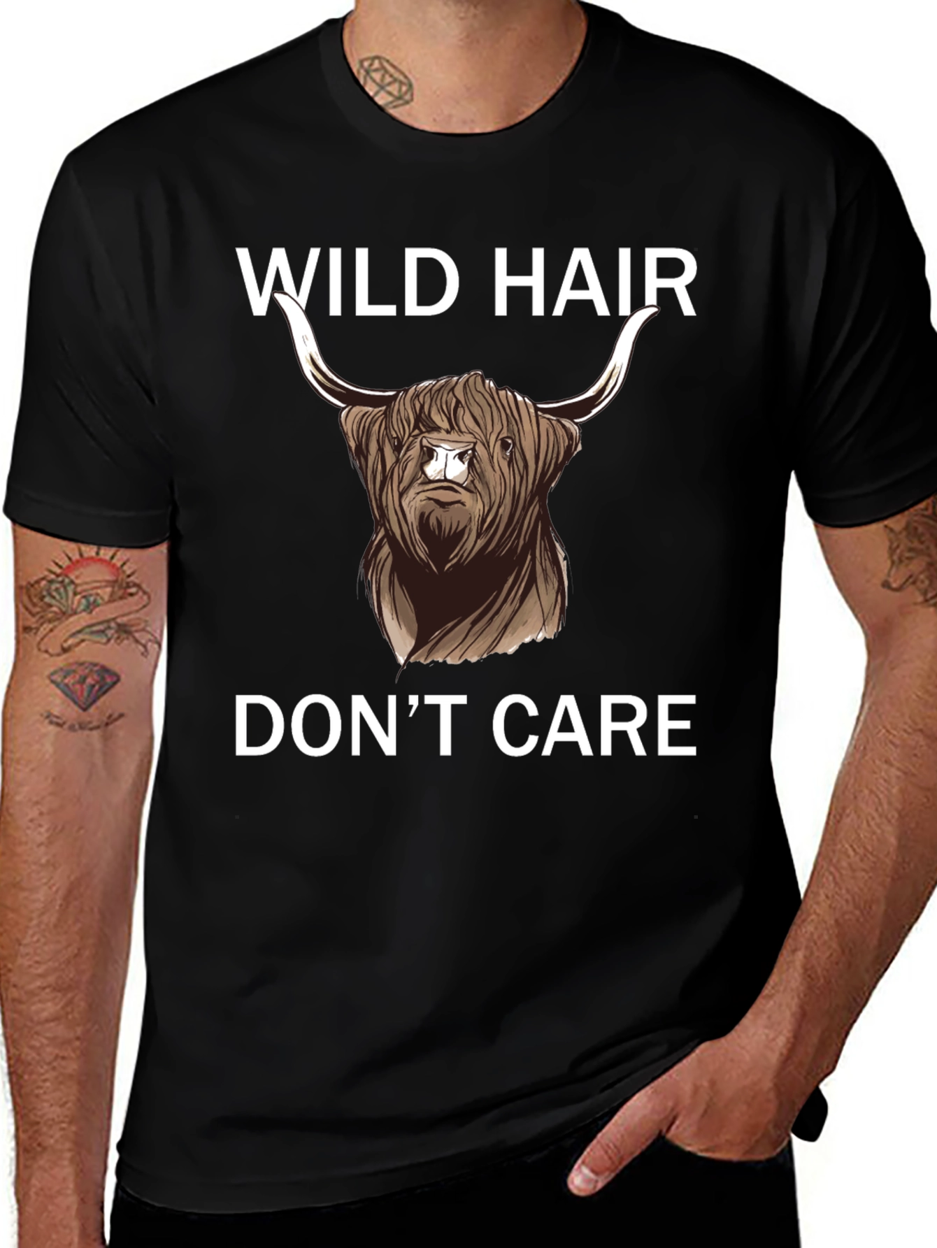 Wild Hair Dont Care Highland Cow T-Shirt
