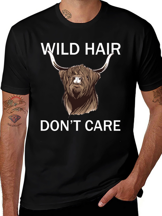 Wild Hair Dont Care Highland Cow T-Shirt
