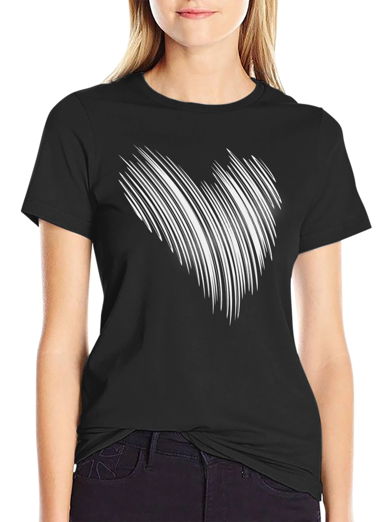 Abstract Line Art Graphic Black Tee