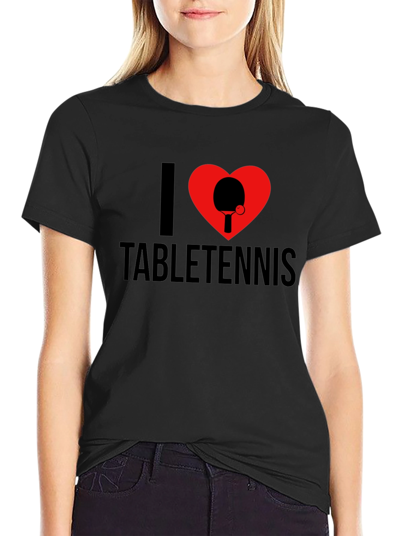 I Heart Table Tennis T-Shirt - Black