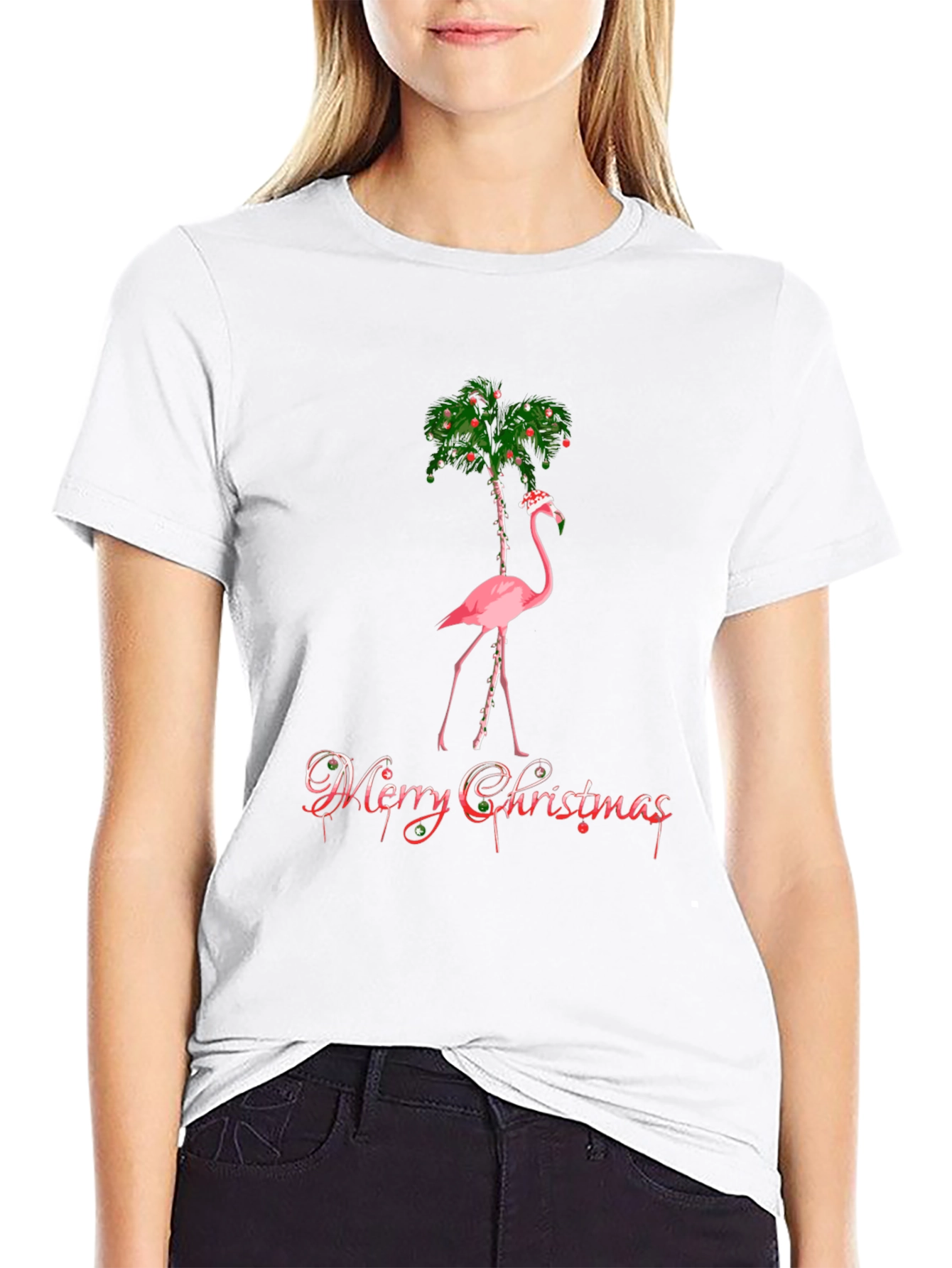 Festive Flamingo Christmas T-Shirt